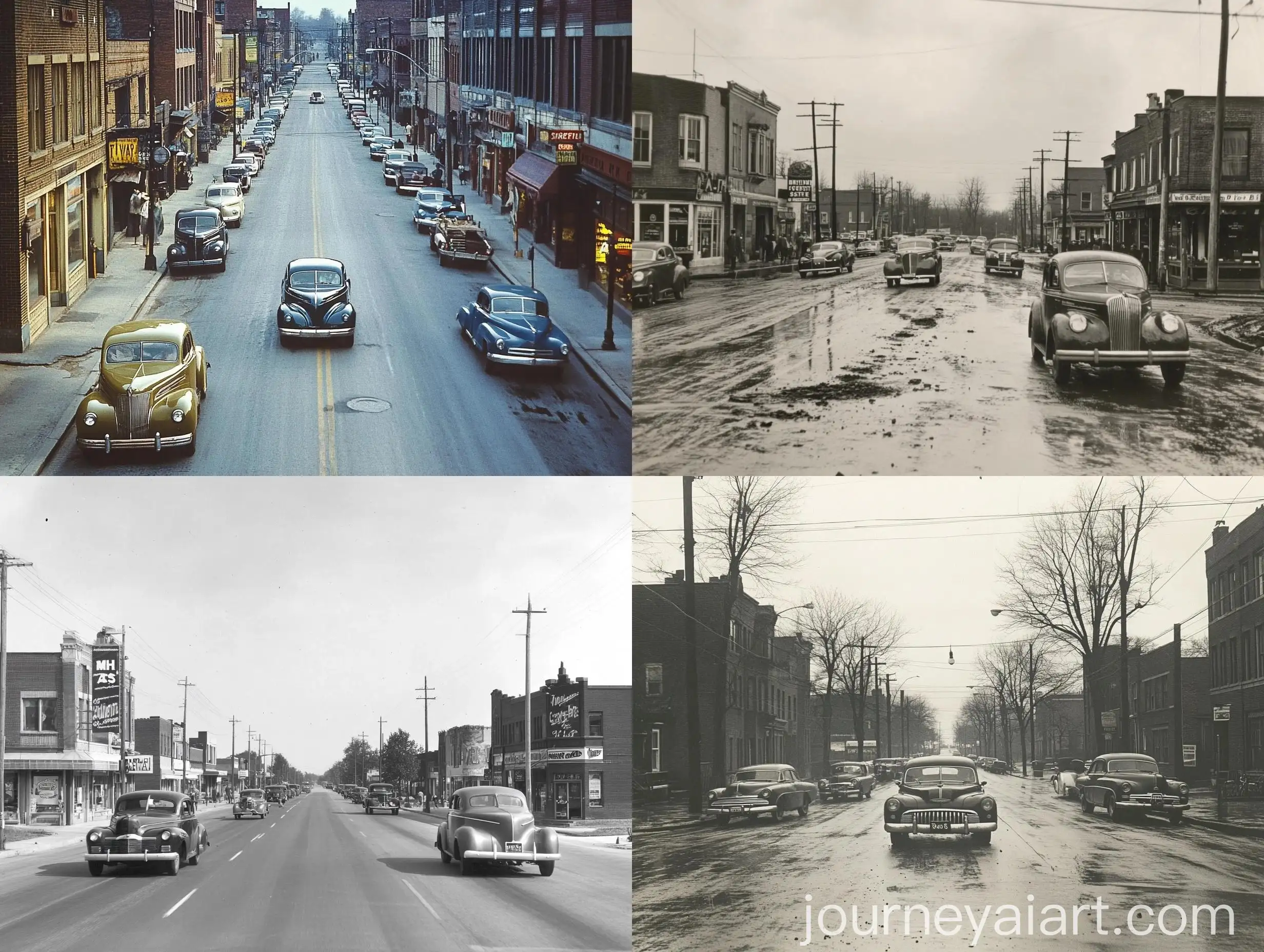 Vintage-Street-Scene-with-Cars-in-the-Late-1940s
