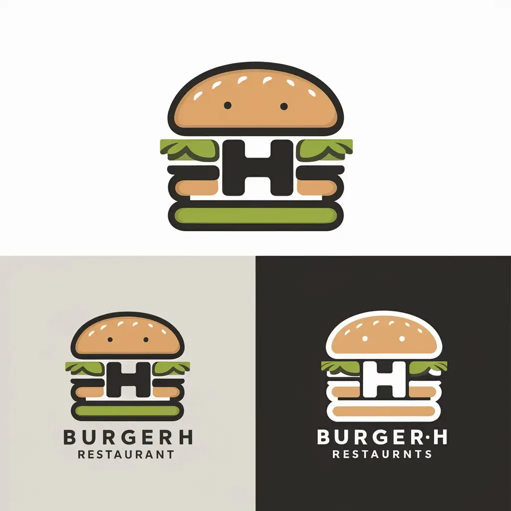 LOGO Design for BurgerH Green Burger with Letter H Theme for Restaurant Industry