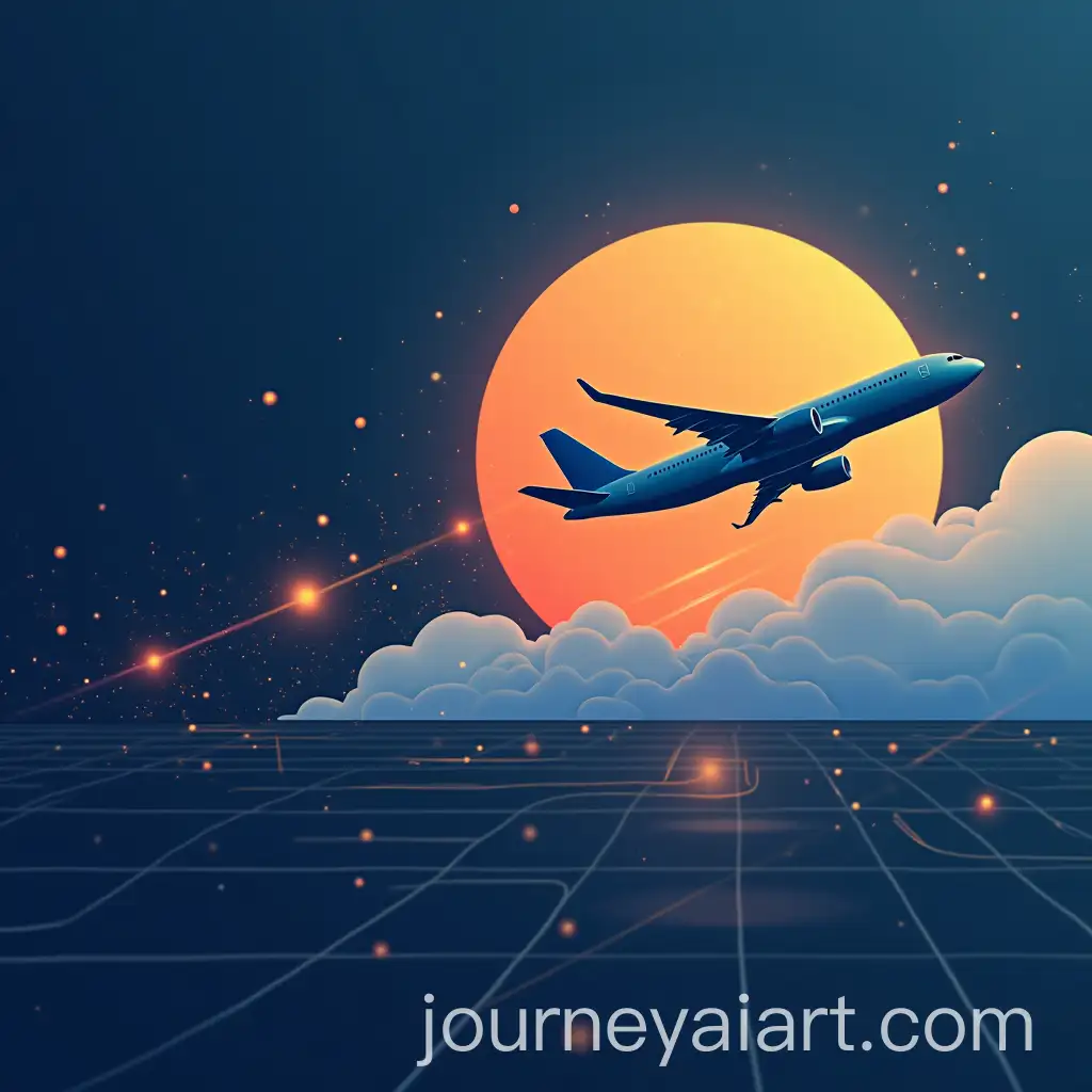 Futuristic-Airplane-Soaring-Through-Digital-Horizon-with-Geometric-Shapes