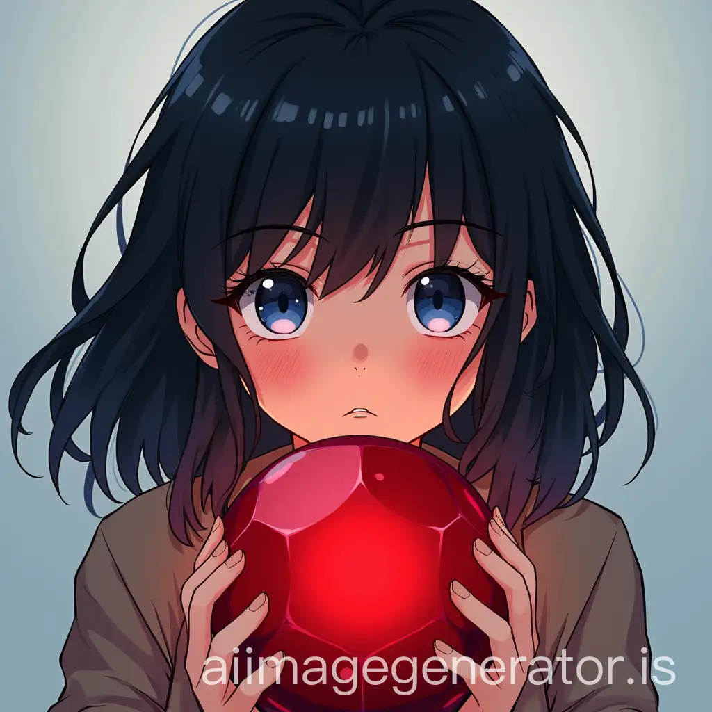 Girl-with-Black-Hair-and-Blue-Eyes-Holding-a-Large-Red-Stone