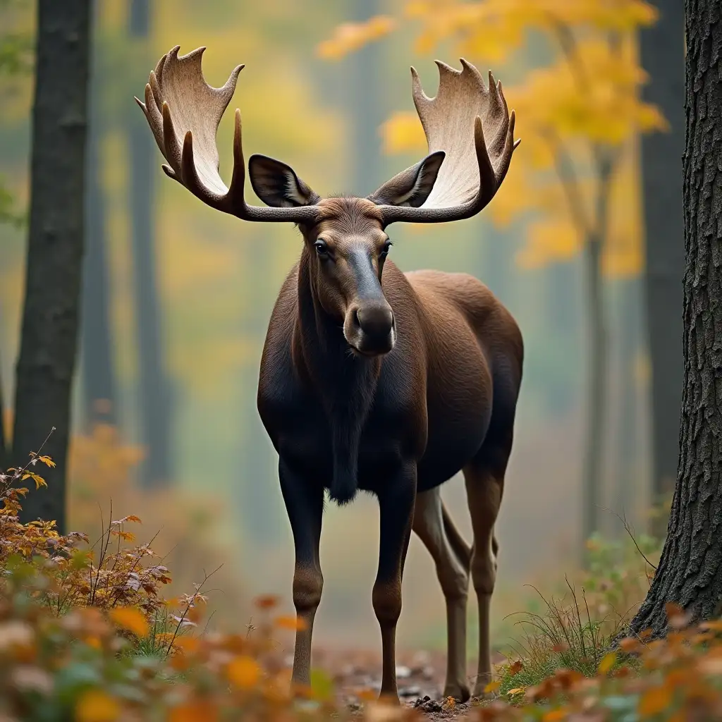 Moose in woodland