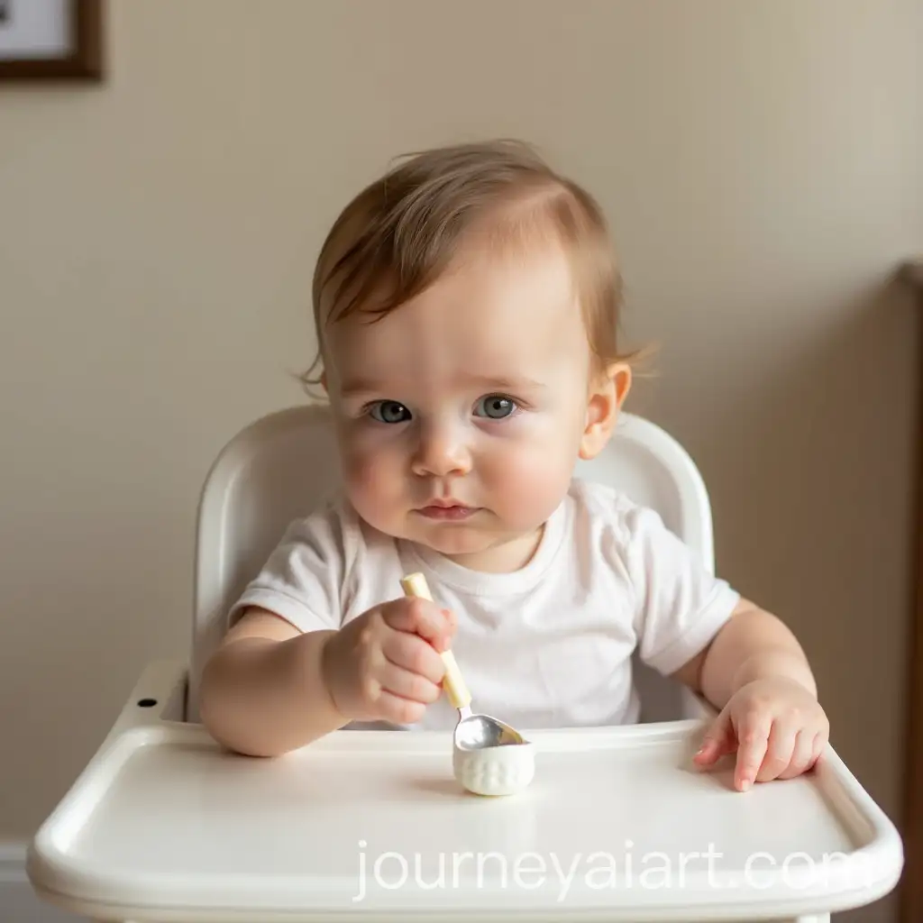 Infant-Enjoying-Mealtime-in-High-Chair-with-Spoon