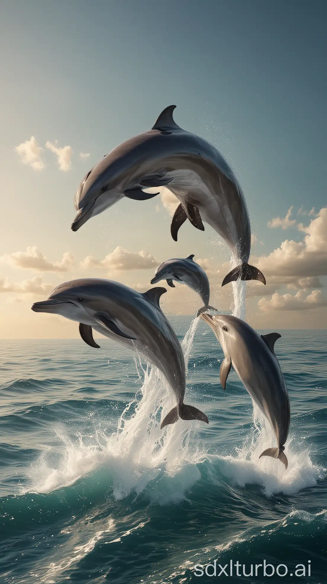 Dolphins-Jumping-Over-the-Sea-in-UltraRealistic-Style