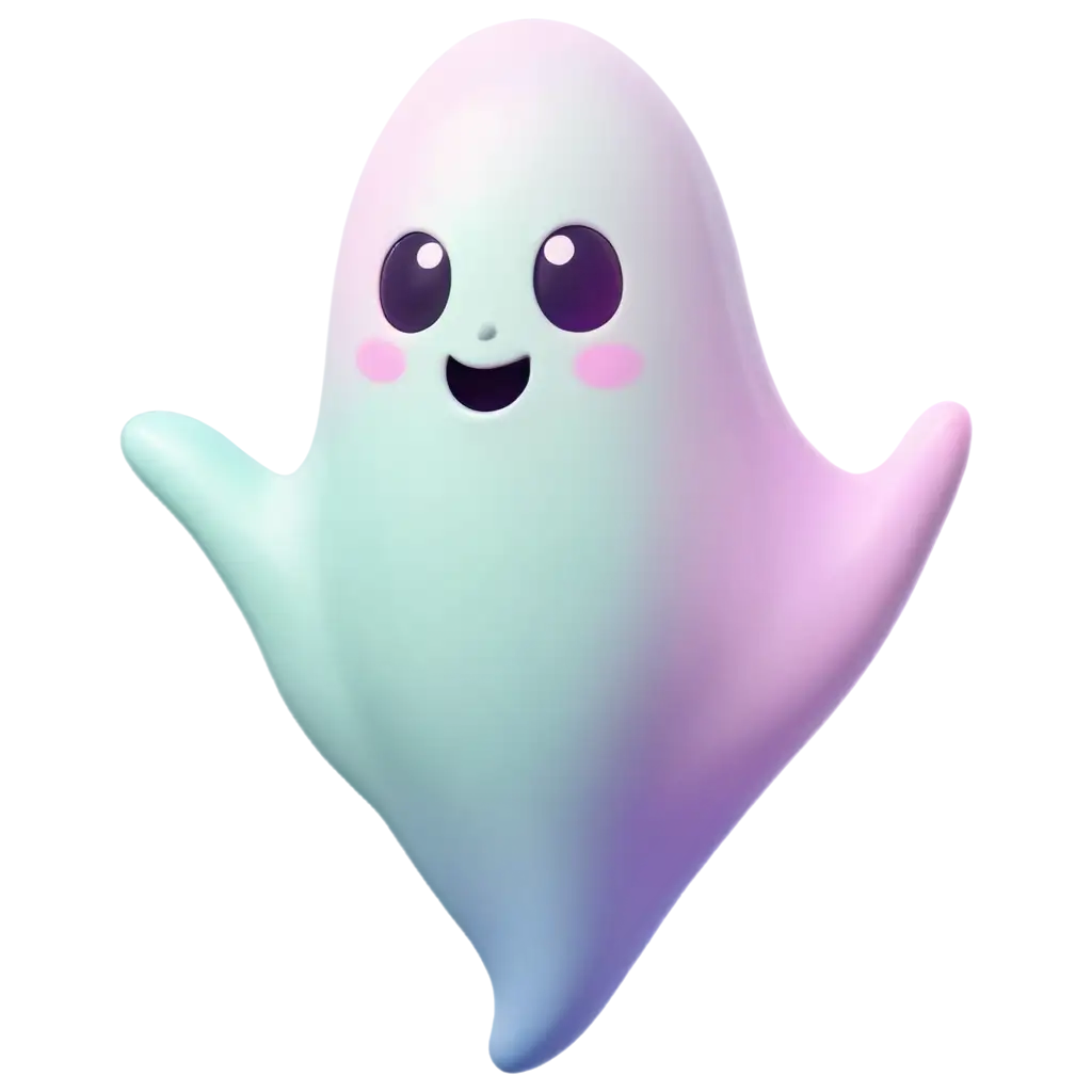 Cute-3D-Ghost-PNG-with-Milky-Glass-Texture-and-Rainbow-Lighting-Effects-on-Black-Background