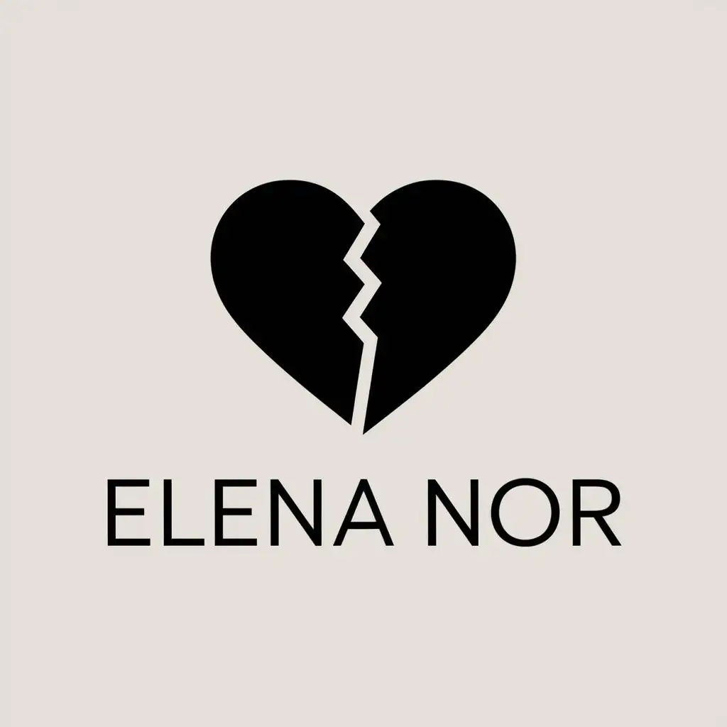 LOGO-Design-For-Elena-Nor-Heart-with-Crack-in-Black-for-Music-Industry