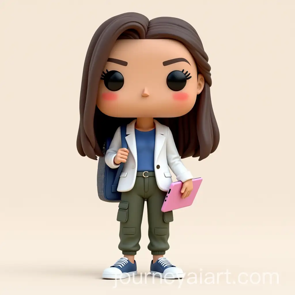 Funko-Pop-of-a-Community-Manager-with-Brown-Hair-White-Blazer-and-Louis-Vuitton-Backpack