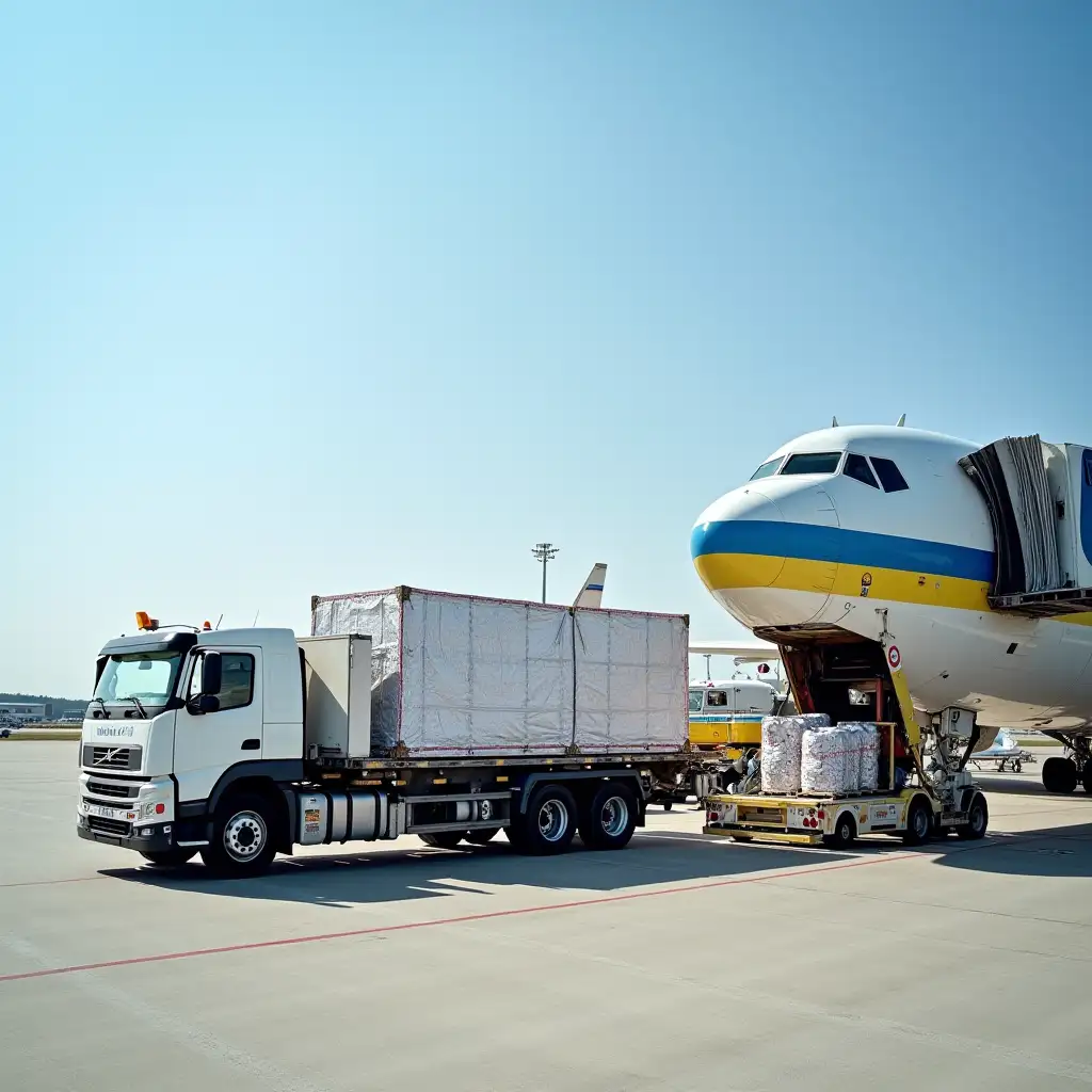 on a hot summer day, cargo is unloaded from the plane at Sochi Airport