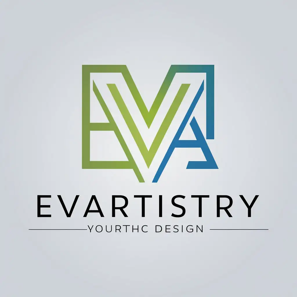 Logo-Design-for-EVArtistry-Green-and-Blue-Initials-EVA-in-Graphic-Design