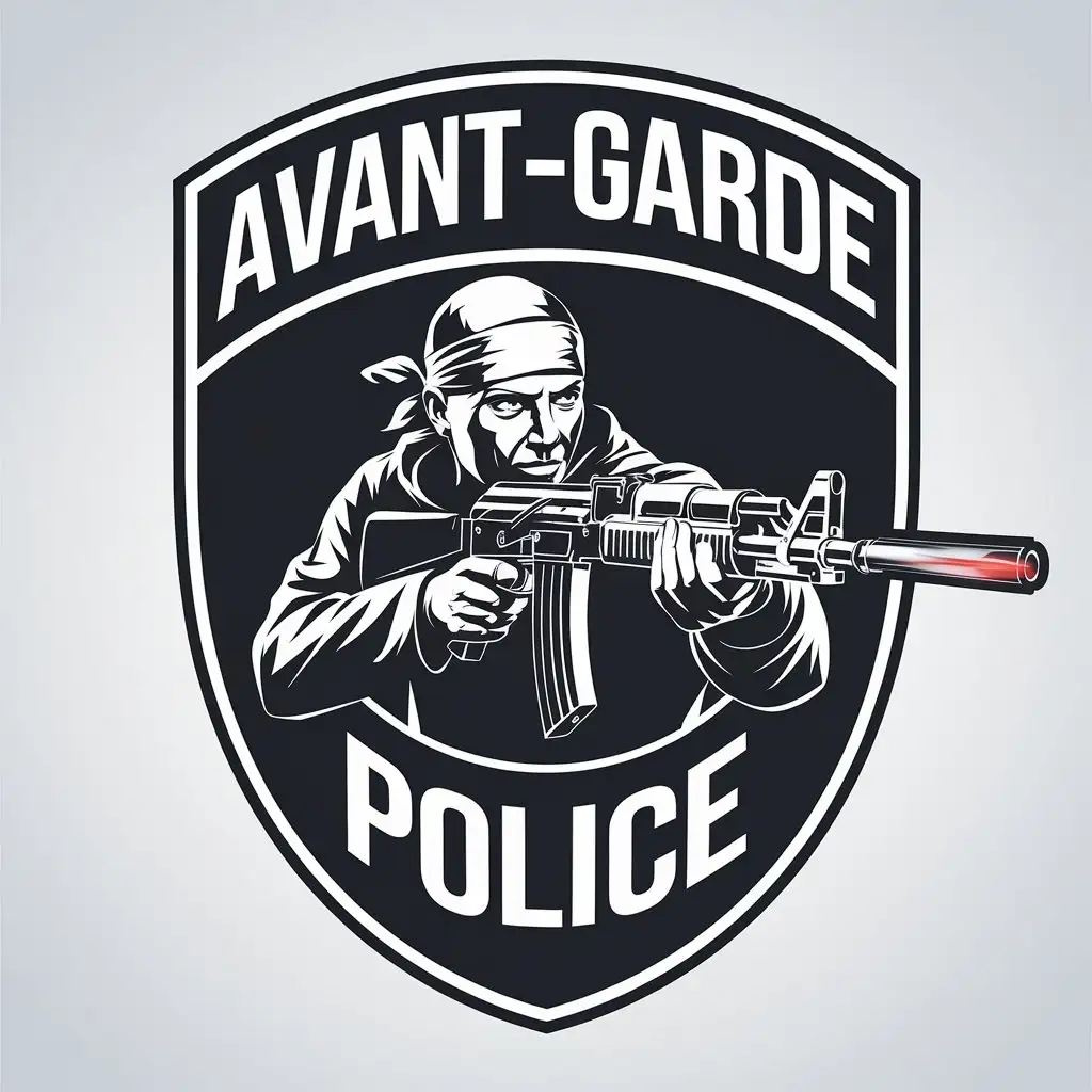 LOGO Design For Avantgarde Minimalistic Shield with Shooter and AK15 for Sports Fitness Industry