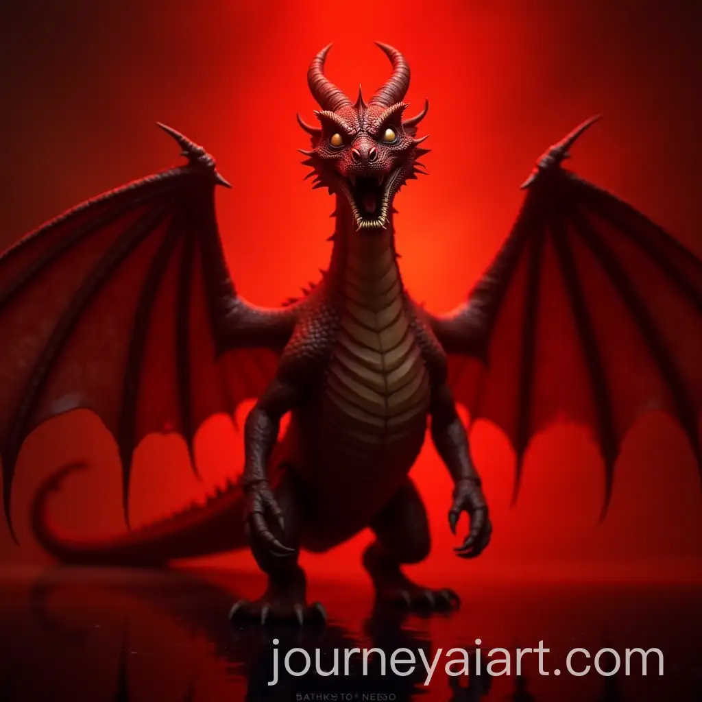 Fierce-Dragon-Standing-in-Front-of-Red-Glowing-Background