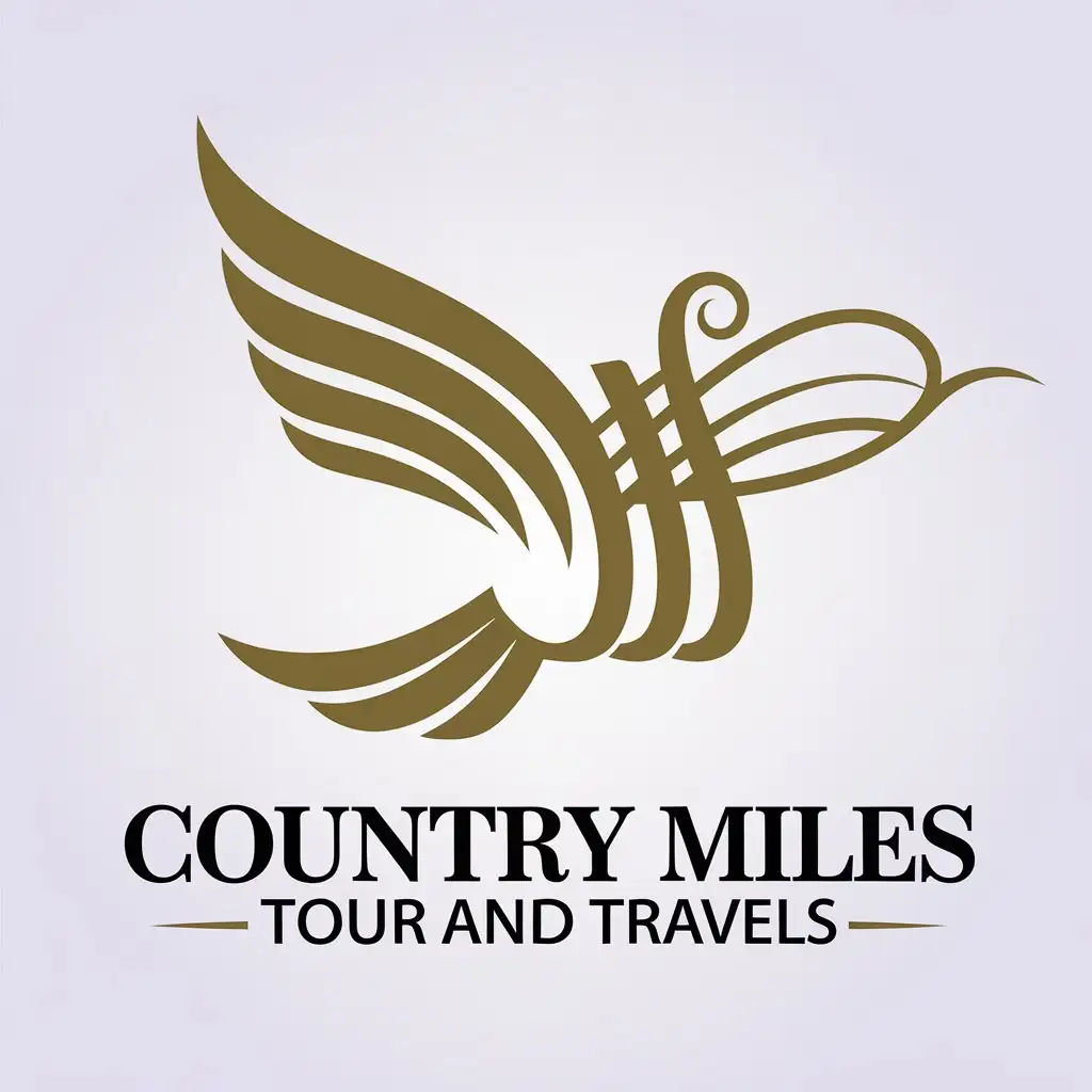 LOGO Design for Country Miles Tour and Travels Vector Logo with Flight Symbol on Clear Background