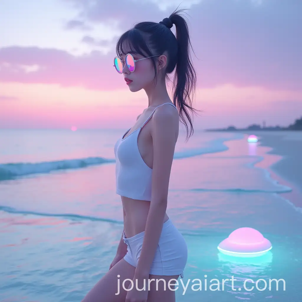 Futuristic-Beach-SceneAI-Image-Prompt-Expansion-with-Asian-Girl-and-Bioluminescent-Elements