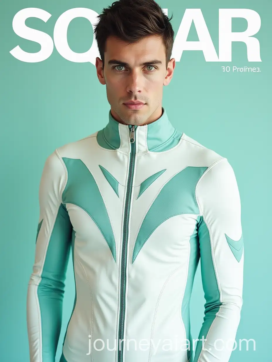 Magazine-Cover-Featuring-a-Man-in-a-White-and-Teal-Geometric-Outfit