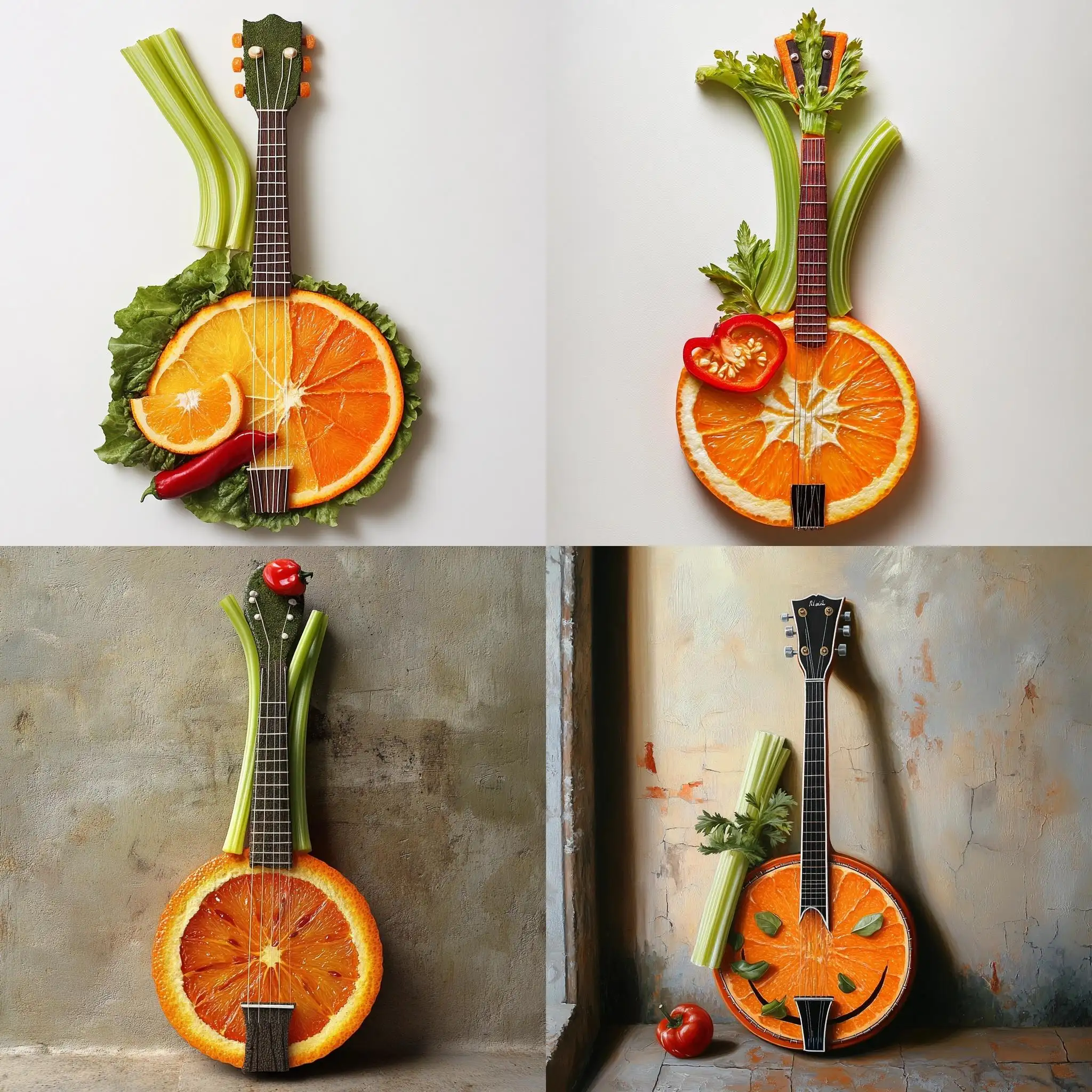 Banjo-Made-of-Fruit-and-Vegetables-in-Corner