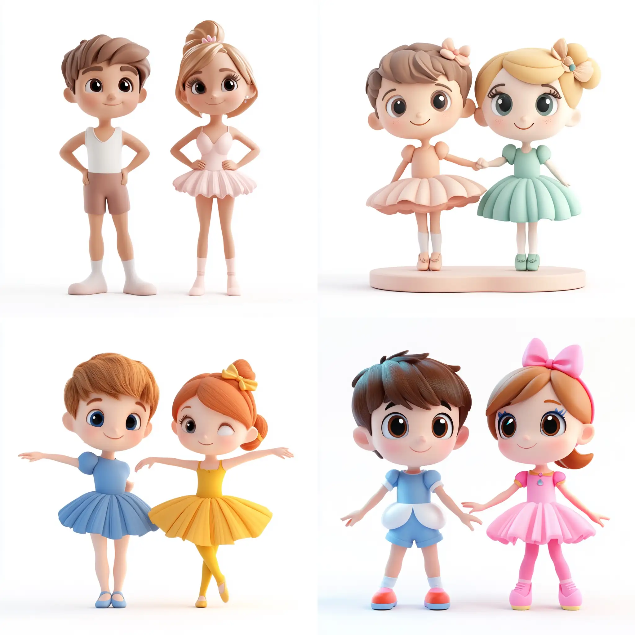 Charming-3D-DisneyStyle-Ballerina-Characters-in-White-Background