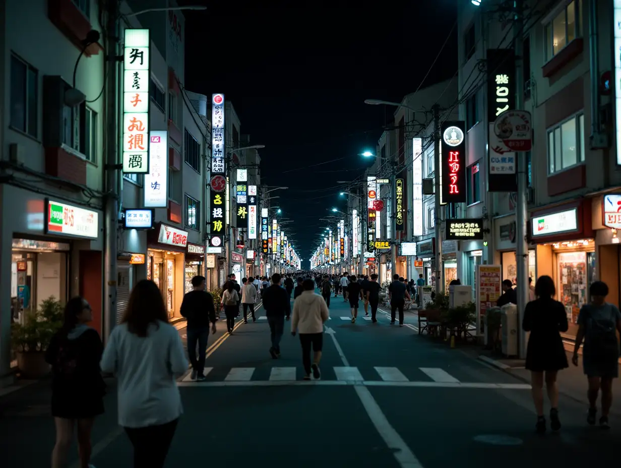 Walking at night thru the streets of Tokyo.