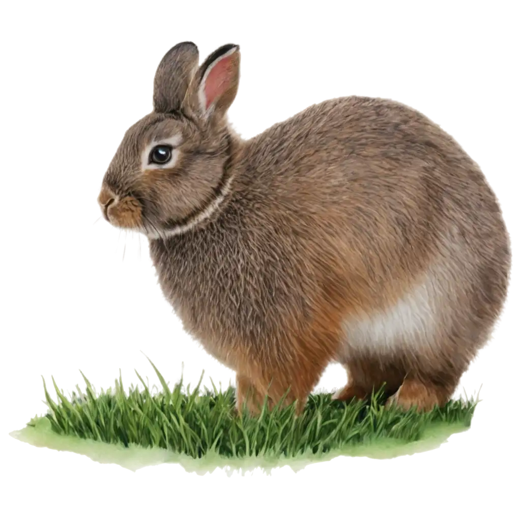 Draw a rabbit eating grass