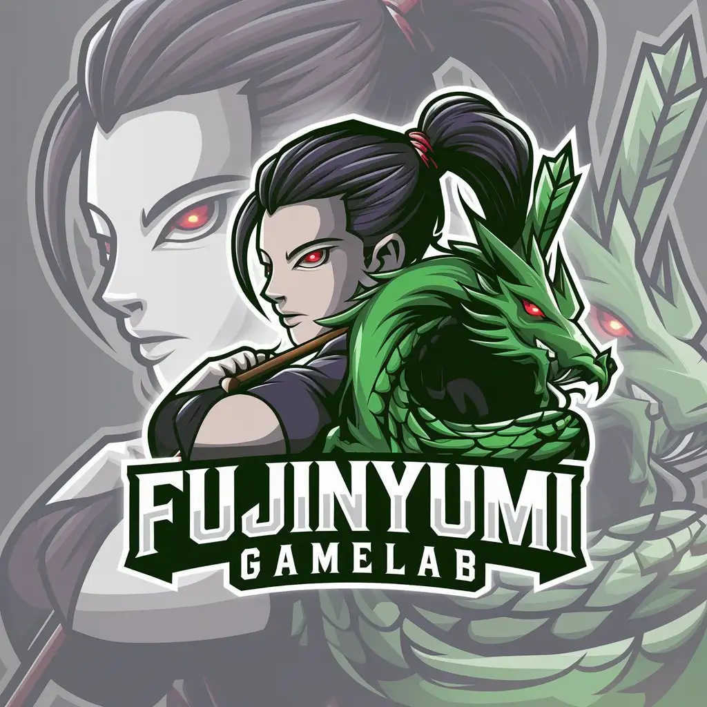 LOGO Design for FujinYumi Gamelab Young Archer with Crimson Eyes Emerald Dragon Theme