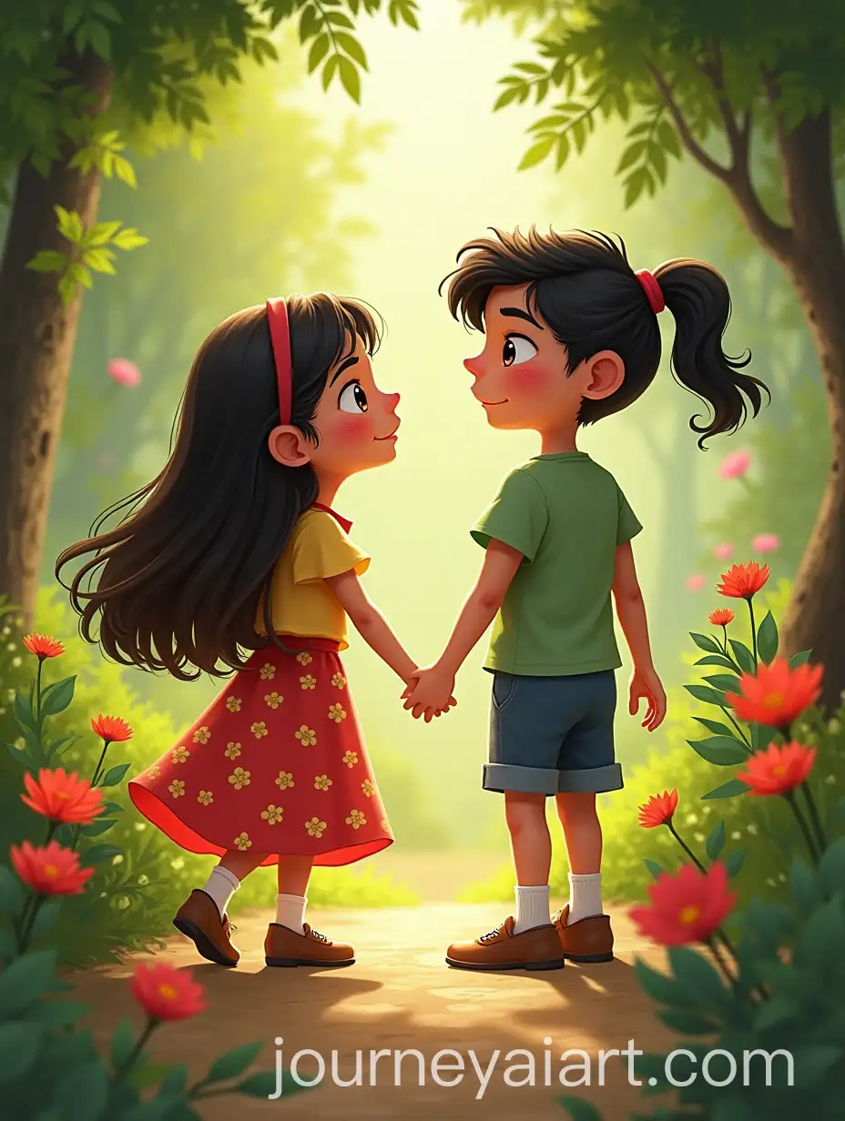 Childhood-Friends-Discover-Magical-Garden-on-a-Romantic-Stroll