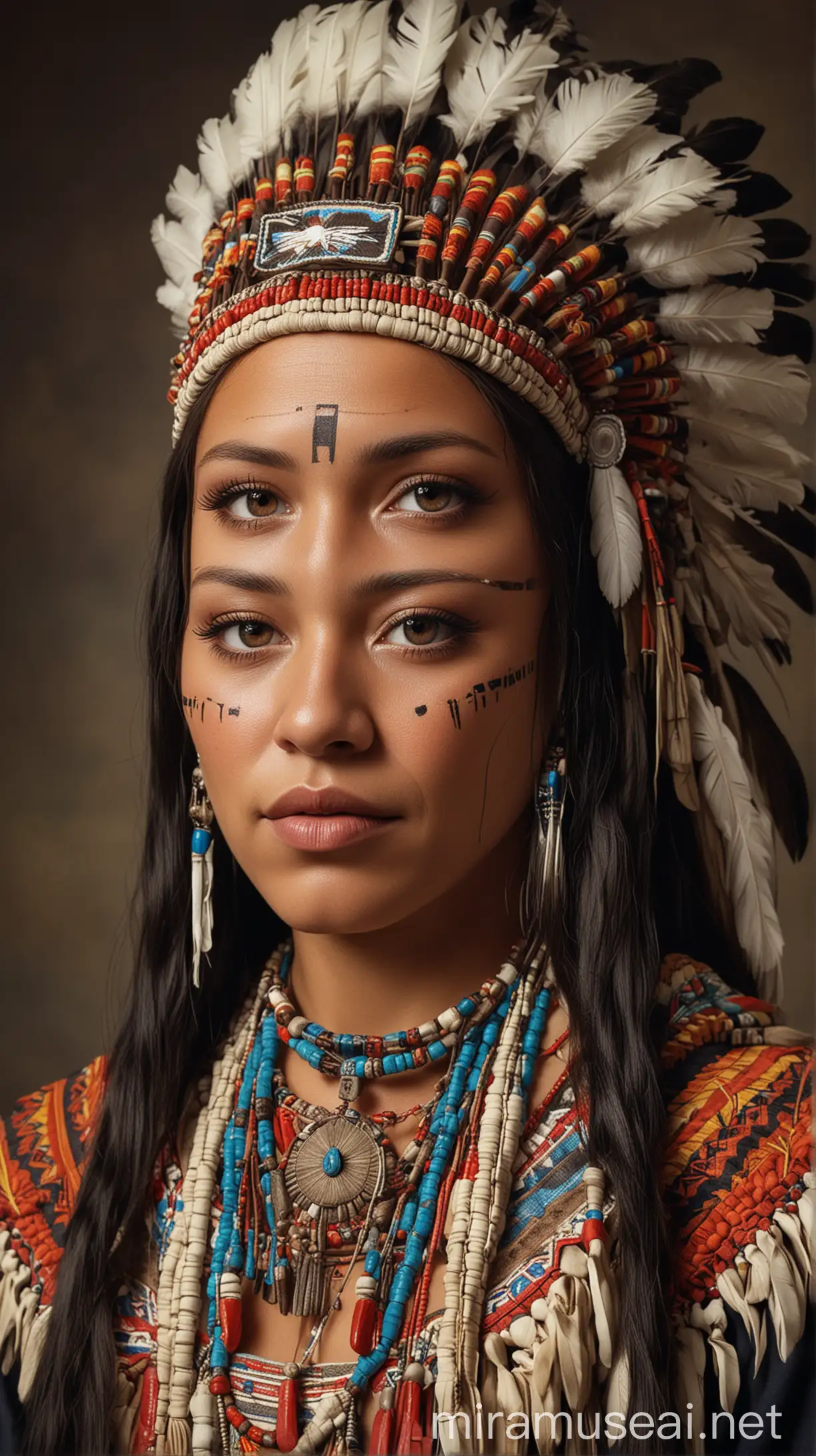 Houston Living with Cherokee Nation Hyper Realistic Illustration of Traditional Attire and Customs