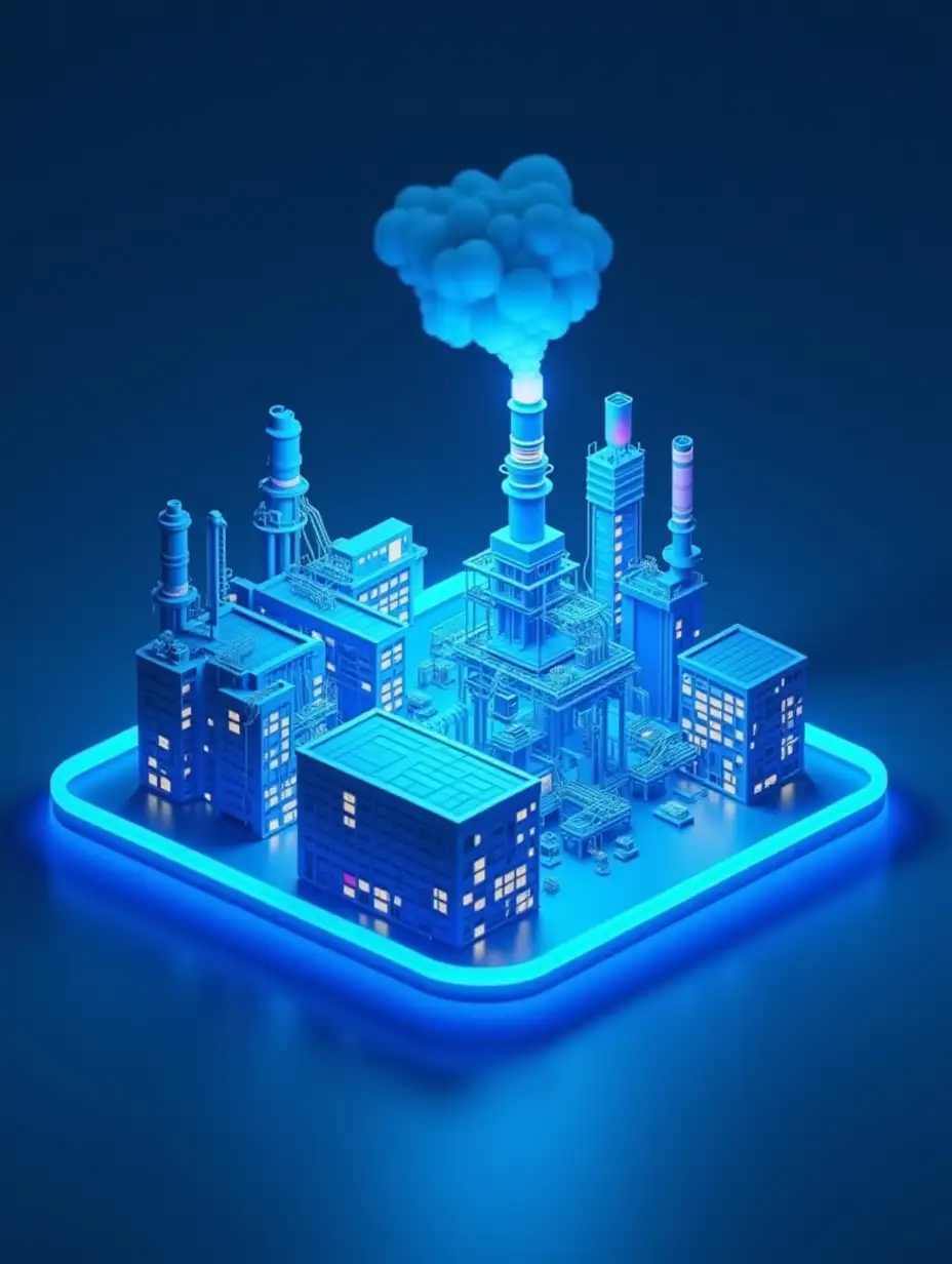 Animated-3D-Overview-of-an-Electric-Factory-in-Blue-Tones