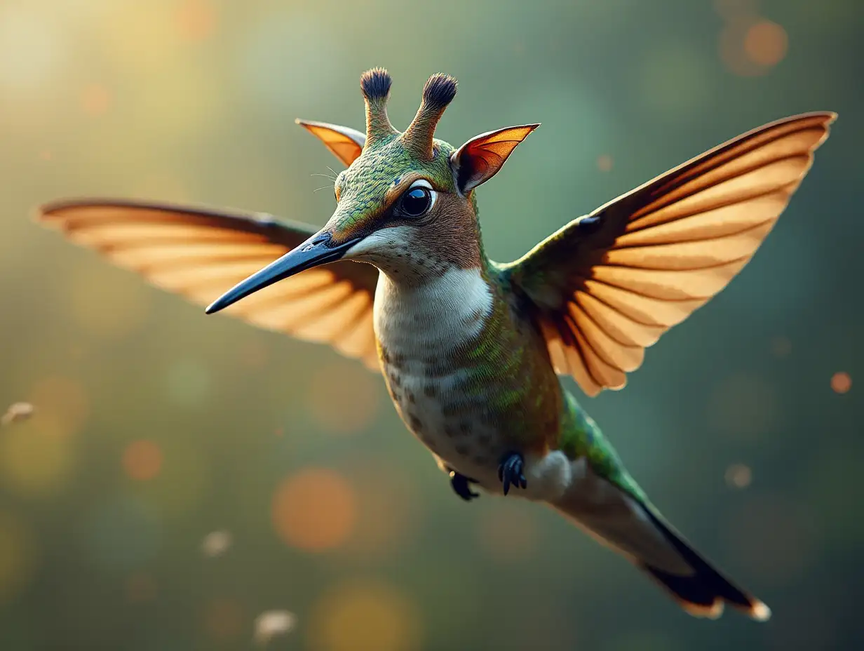 Create a Surreal World Hummingbird with Giraffe Head