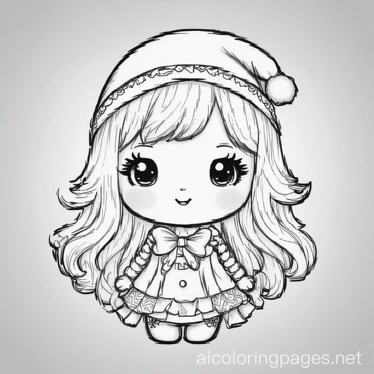 Cute-Kawaii-Christmas-Coloring-Page-with-Ample-White-Space