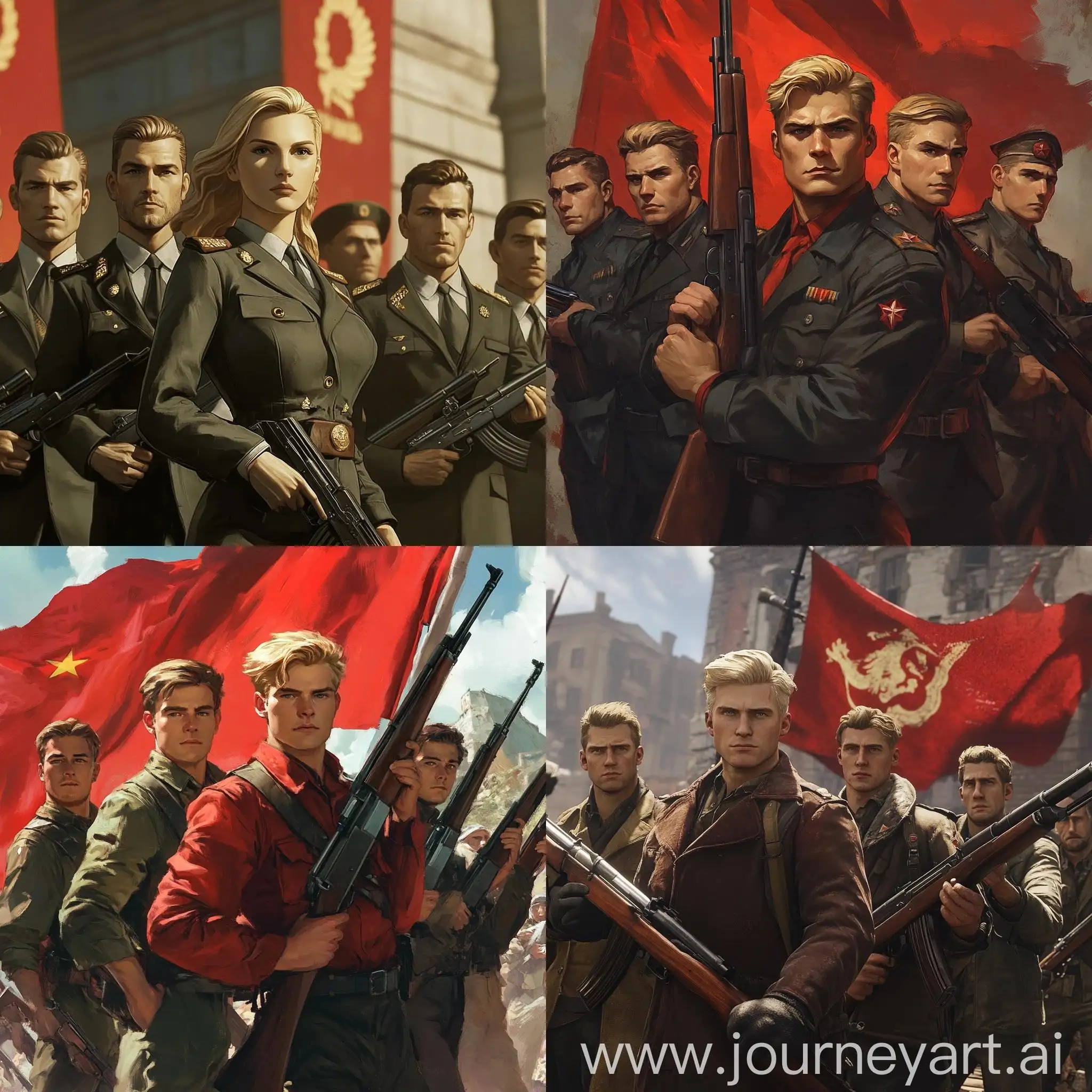 Confident-Communist-Soldiers-with-Rifles-in-11-Aspect-Ratio