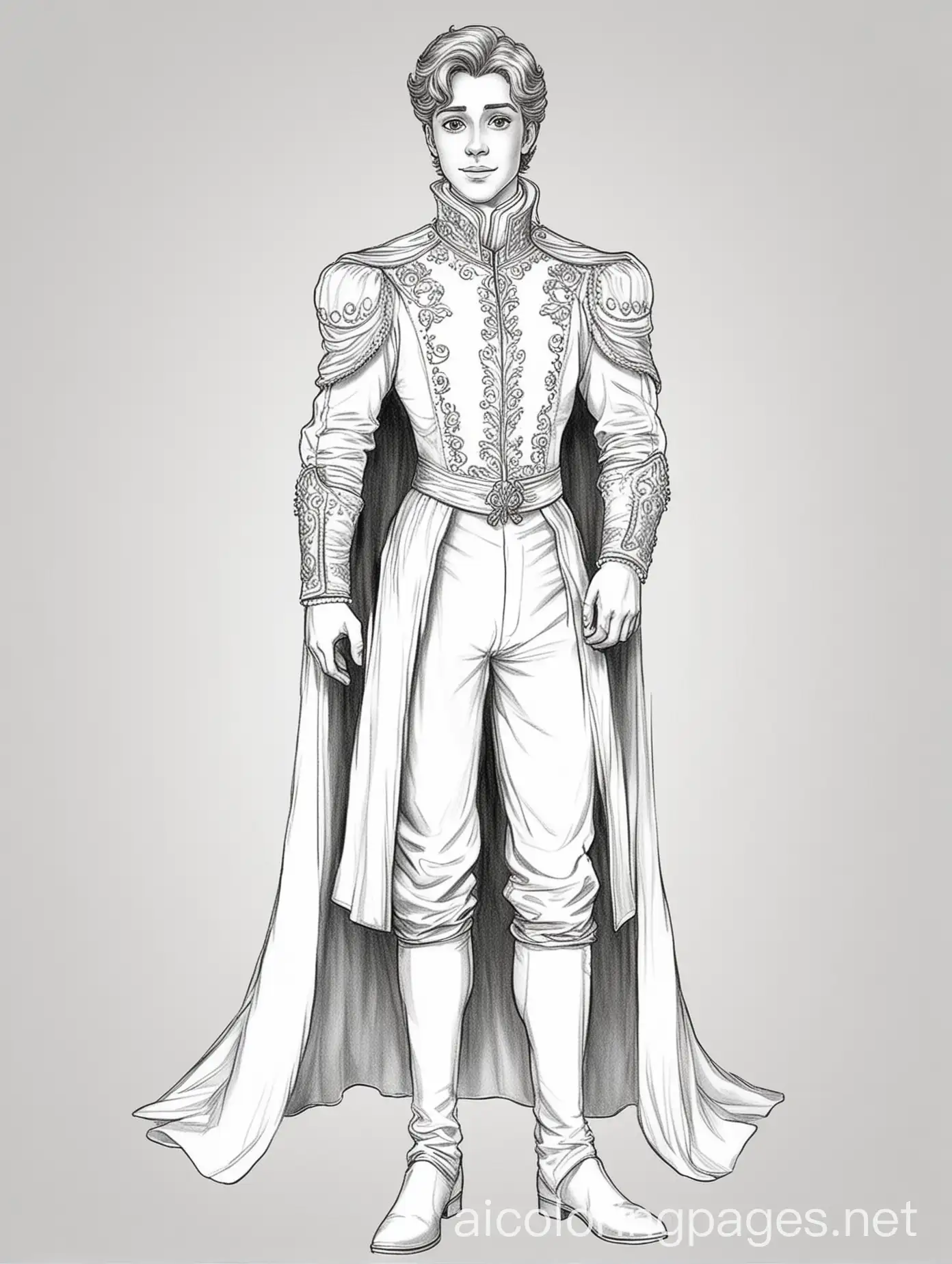 Handsome-Prince-Coloring-Page-Black-and-White-Line-Art