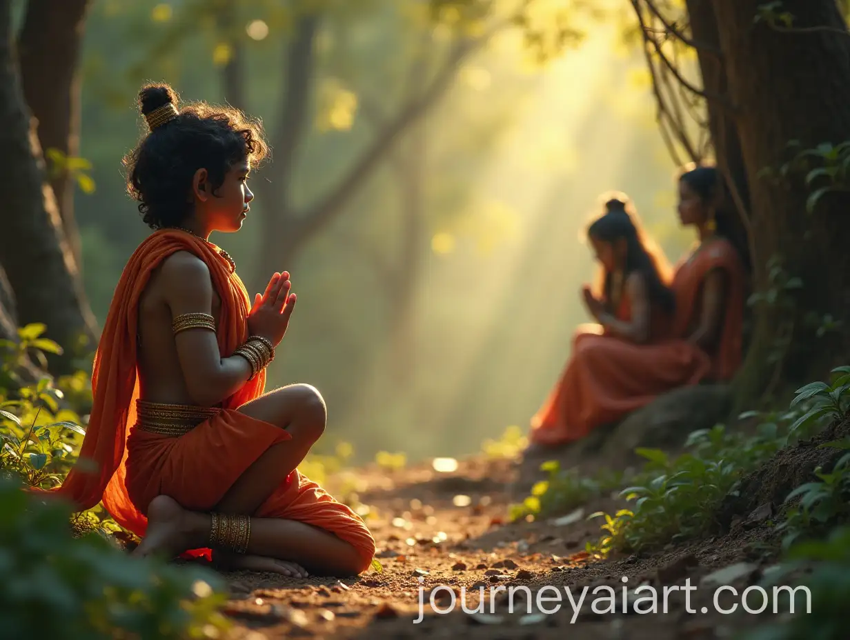 Young-Hanuman-Kneeling-in-Prayer-Before-Lord-Ram-and-Sita-in-a-Forest-Hermitage