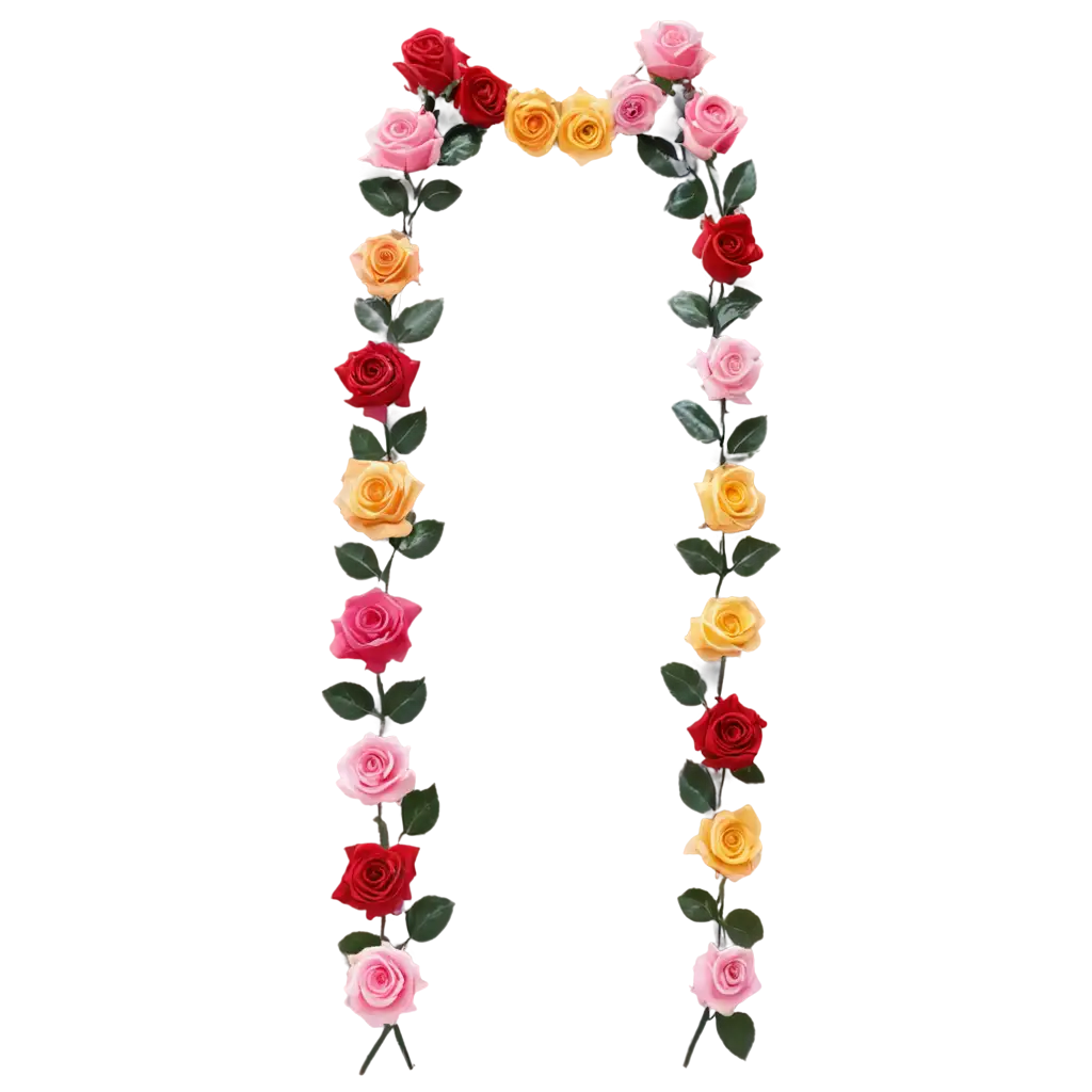 Chain-of-Colored-Roses-UShaped-PNG-Image-Serene-Beauty-in-Floral-Artistry