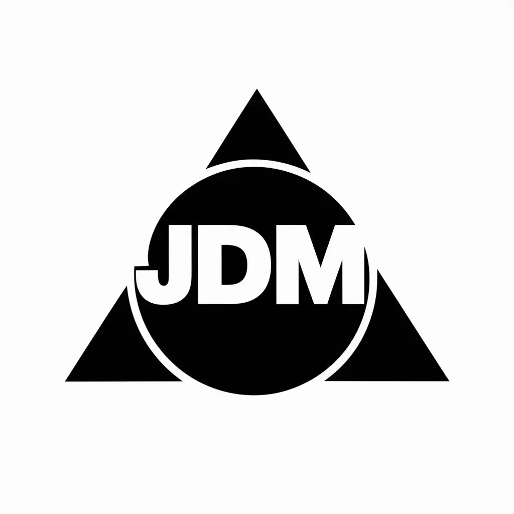 LOGO Design for JDM Modern Sphere and Triangle Symbol on White Background