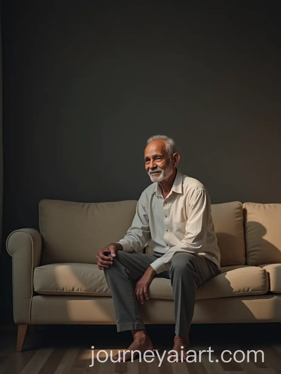 Indian-Elderly-Man-Sitting-on-Sofa-with-Knee-Pain-in-Minimalist-Living-Room