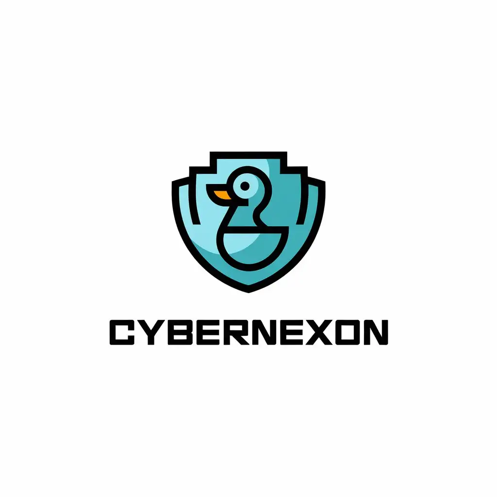 LOGO Design for CyberNexon Minimalistic Duck and Shield Symbol for the Internet Industry