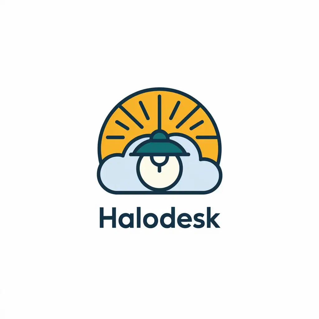 LOGO Design for Halodesk Vector Lamp and Cloud Symbol for Internet Industry