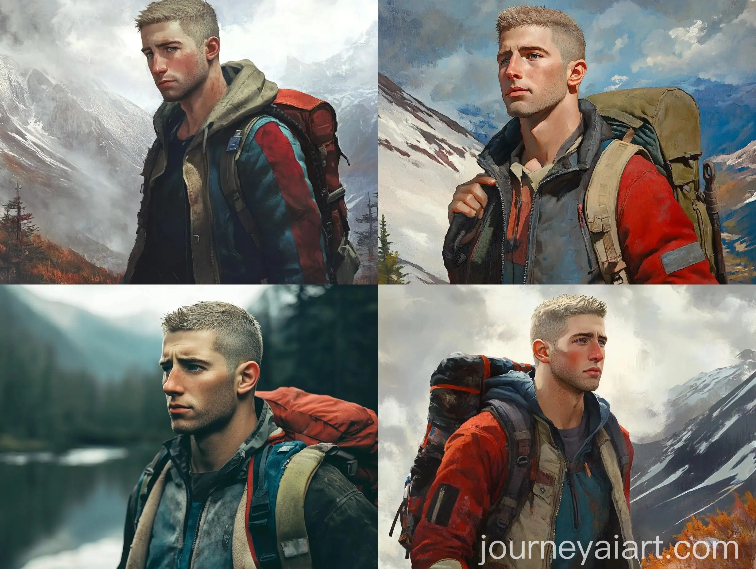 American-Hiker-in-White-Jacket-Trekking-Outdoors