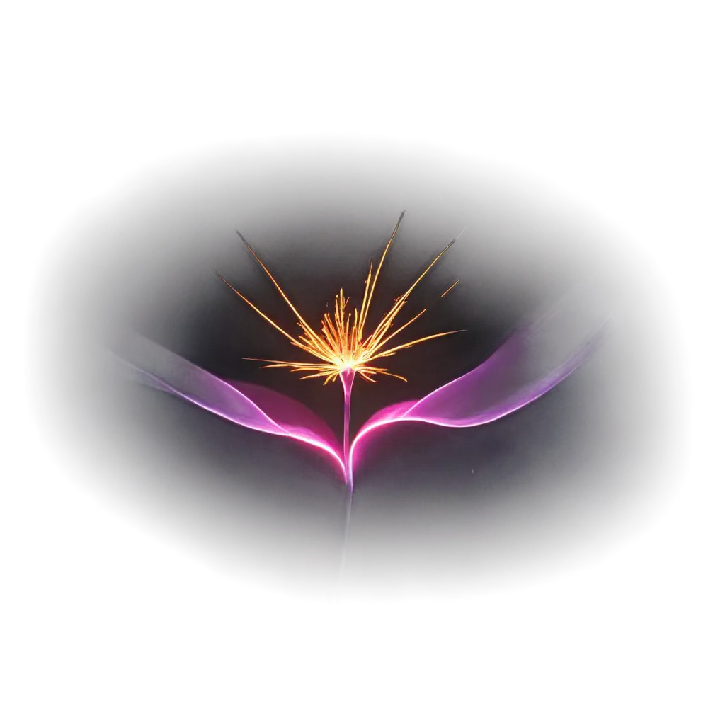 Transparent-PNG-Image-of-a-Flower-with-Blurred-Energy-Lines-and-Clouds-on-a-Black-Background