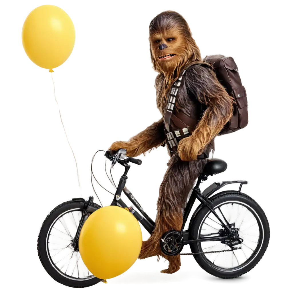 PNG-Image-Chewbacca-Riding-a-Bike-with-a-Yellow-Balloon