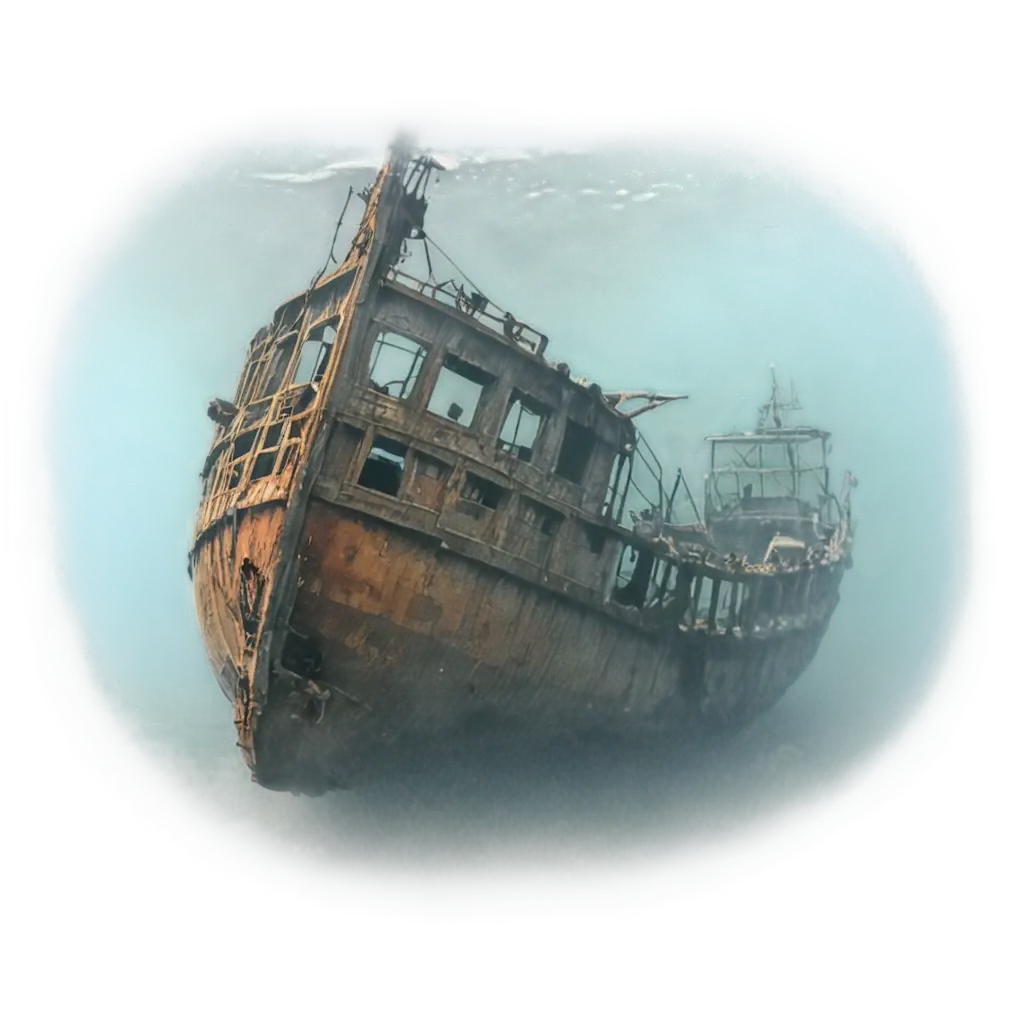 Explore-a-Dramatic-Underwater-Scene-with-a-Wrecked-Ship-PNG-Image