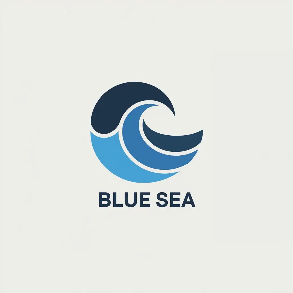 a vector logo design,with the text "blue sea", main symbol:ocean beauty guide,Minimalistic,clear background