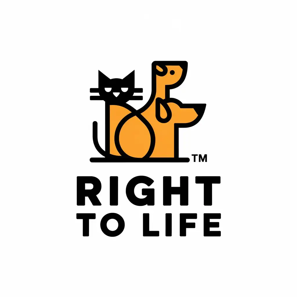 a vector logo design,with the text "Right to life", main symbol:cat and dog,complex,be used in Animals Pets industry,clear background