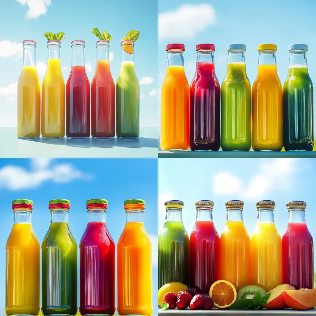 Vibrant-Array-of-Cold-Pressed-Juices-with-Fresh-Fruit-on-a-Sunny-Day
