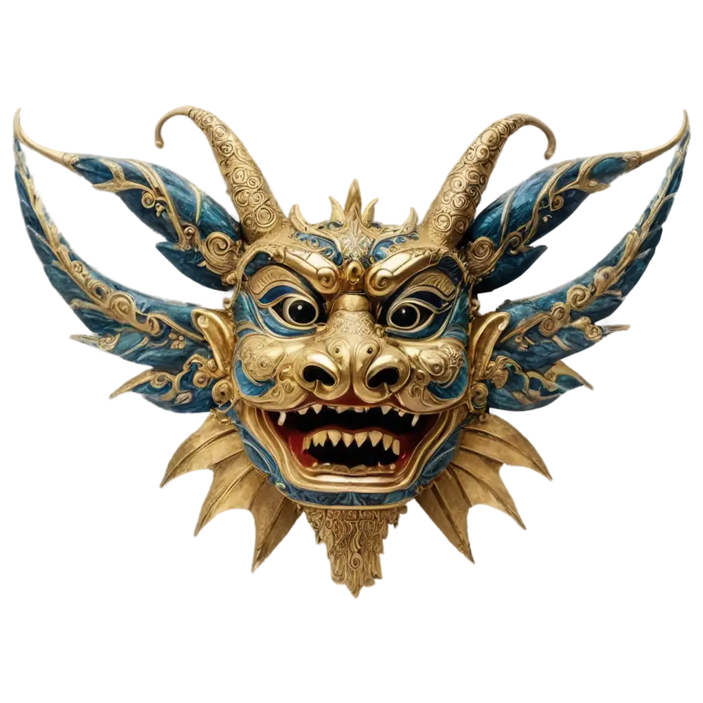 Hanya-Mask-with-Dragon-PNG-Mystical-Fusion-of-Traditional-and-Mythical-Elements