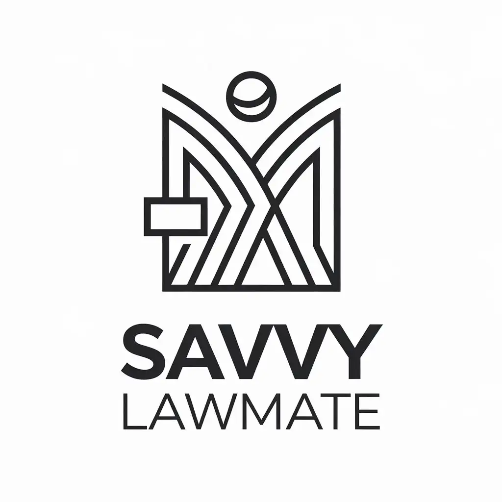 LOGO Design for Savvy LawMate Abstract Minimalistic Figure with Clear Background