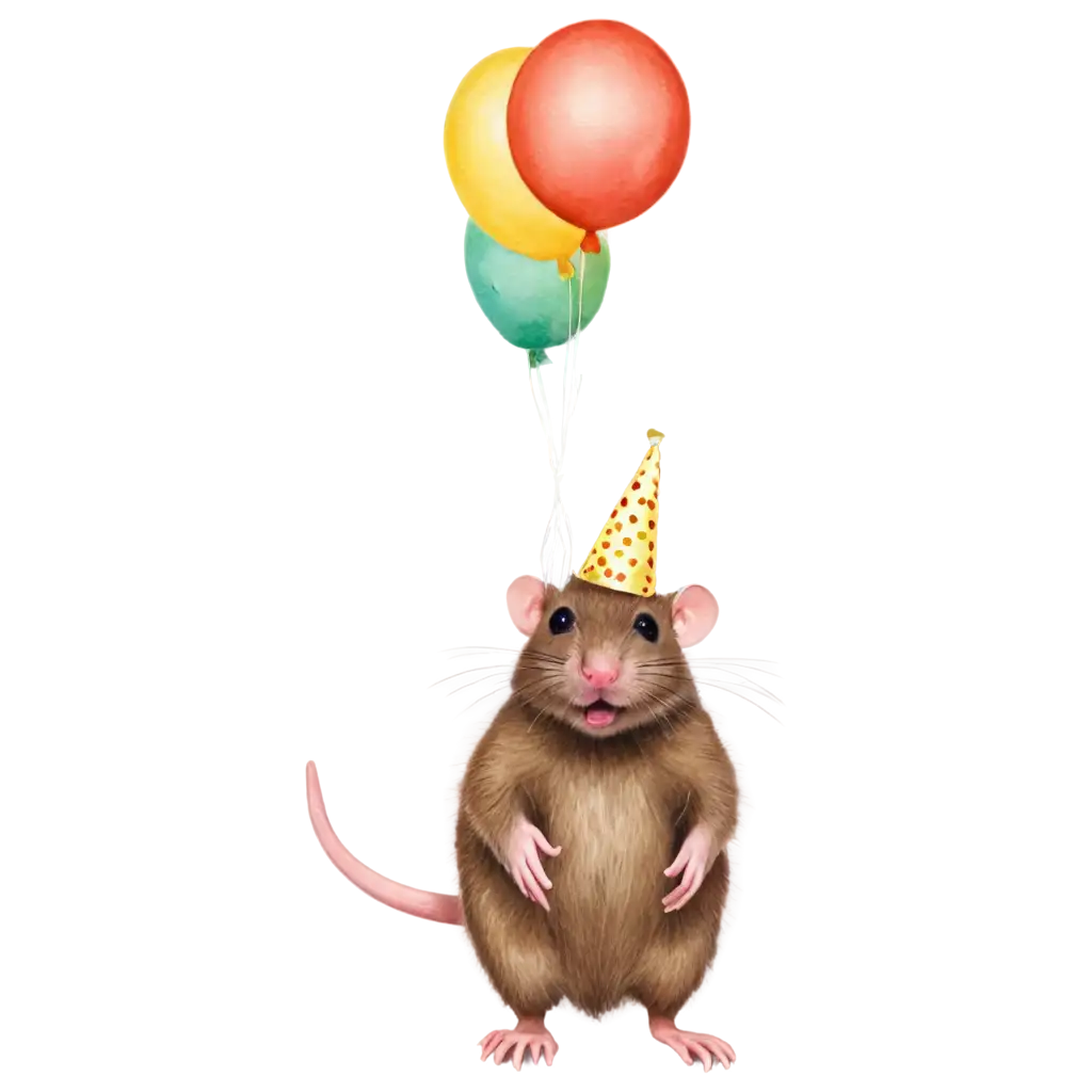 PNG-Rat-Clipart-with-Birthday-Balloons-HighQuality-Image-for-Festive-Designs