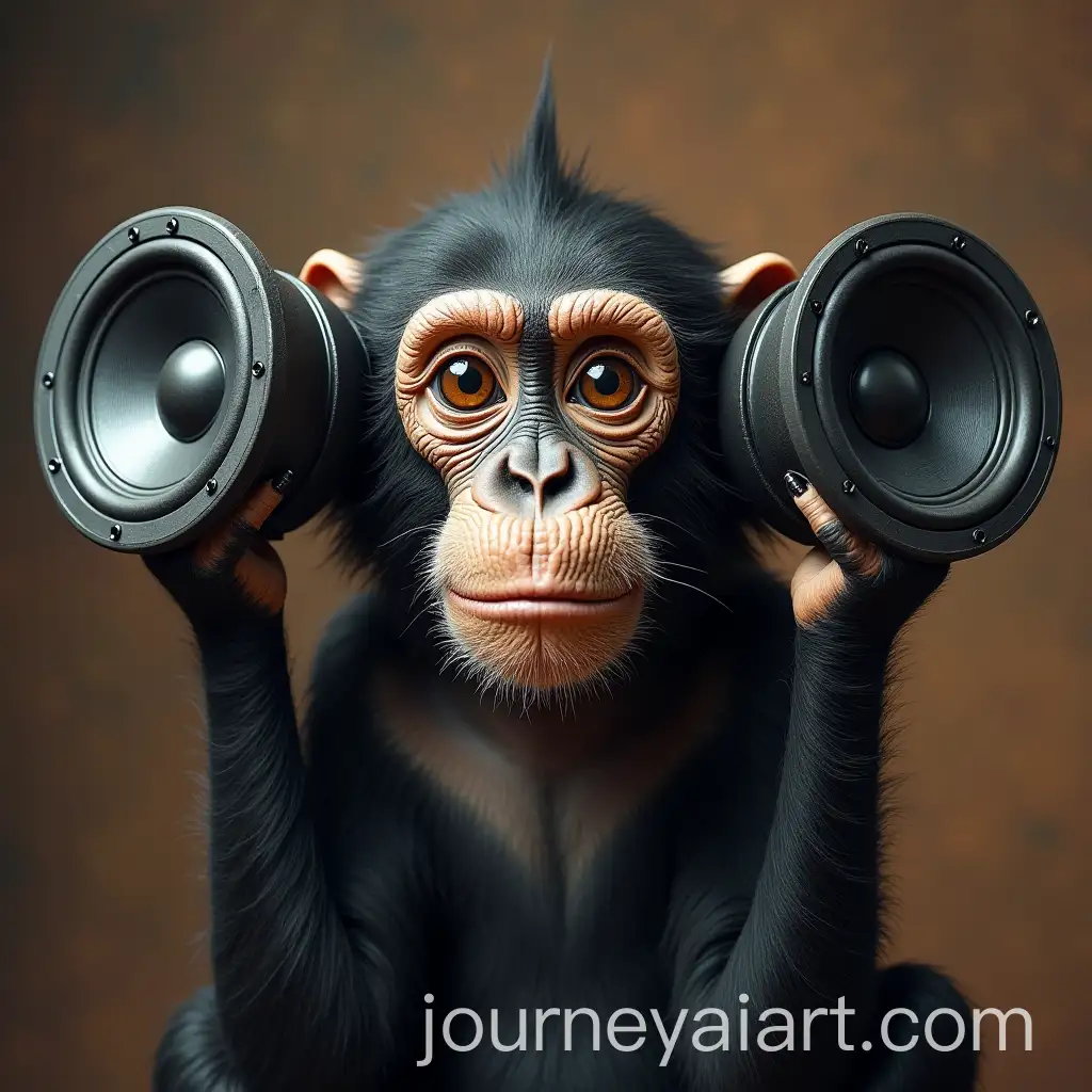Playful-Monkey-Listening-to-Music-with-Dual-Speakers