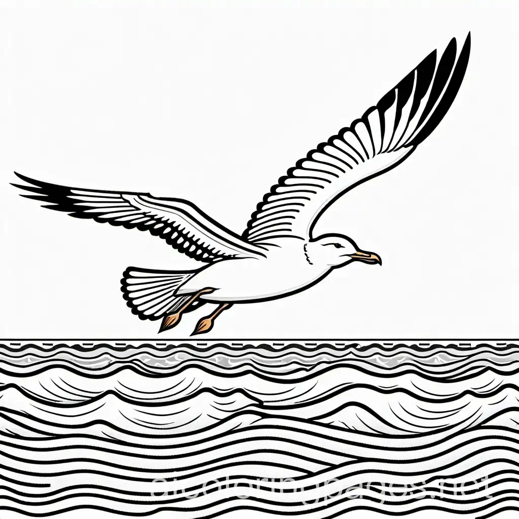 Seagull-Soaring-Over-a-Sandy-Beach-Kids-Coloring-Page