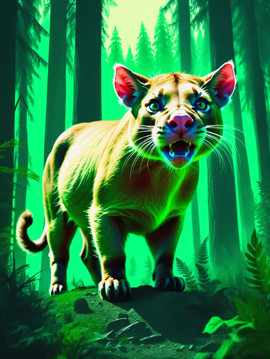 Fantasy Movie Still Pig Mountain Lion in a Green Forest