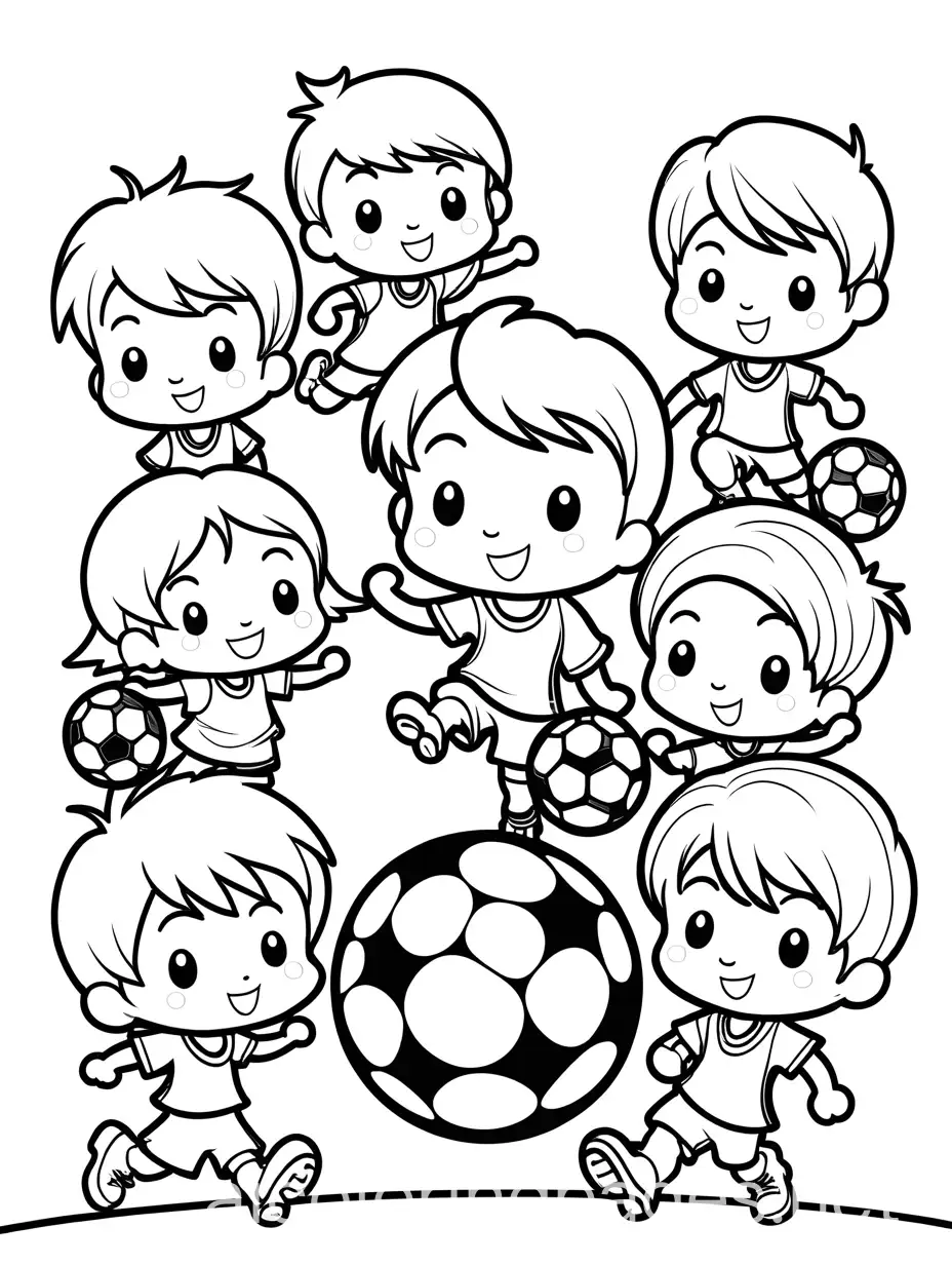 Cute-Anime-Characters-Playing-Soccer-with-Oversized-Cartoonish-Soccer-Balls