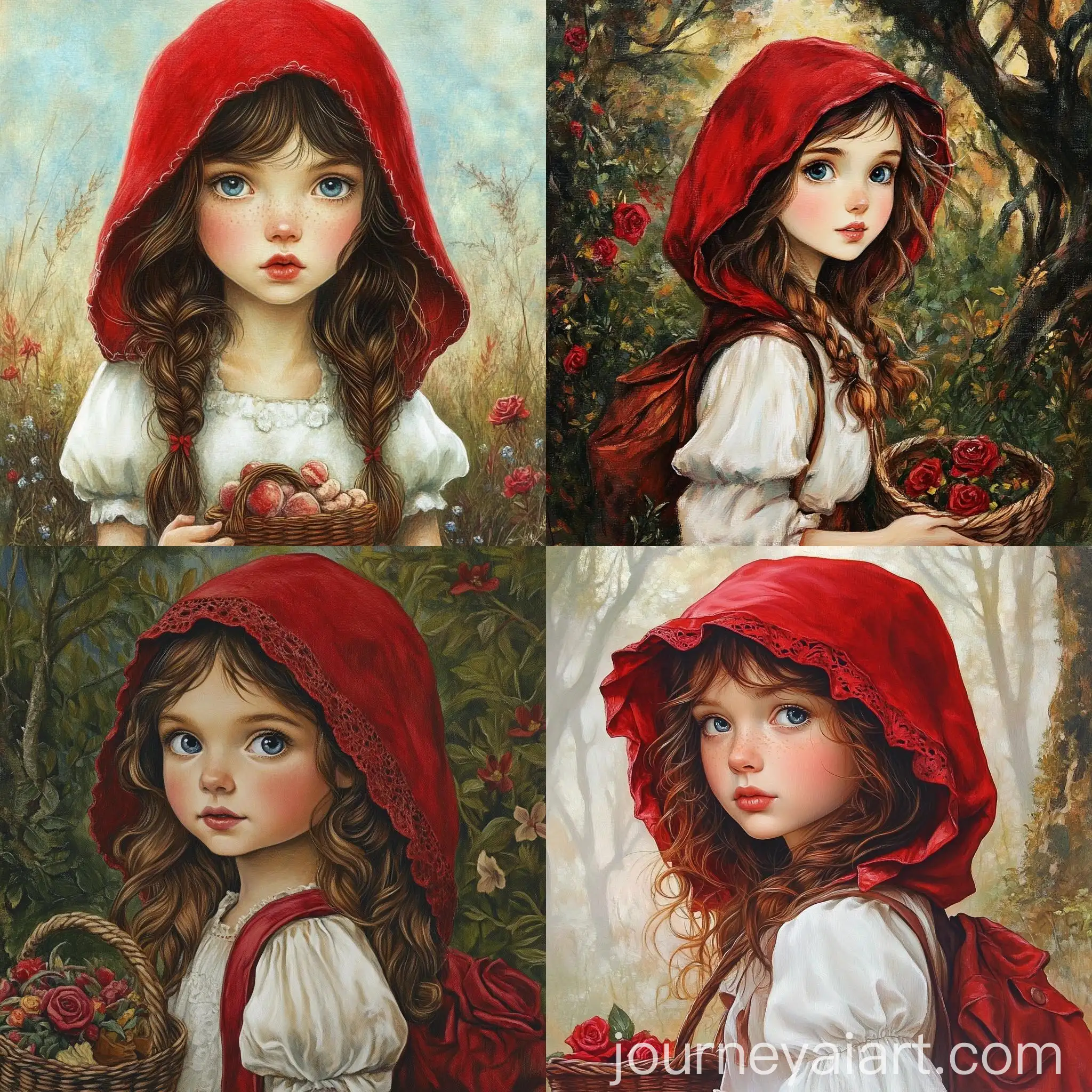 Young-Girl-with-Bright-Red-Cap-and-Basket-of-Food